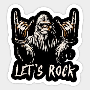 Bigfoot Rock On Sasquatch Rock And Roll Let's Rock Sticker